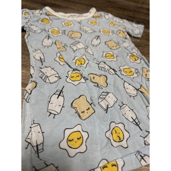 Little sleepies breakfast eggs milk toast print pajamas set 5/6 - Picture 3 of 7